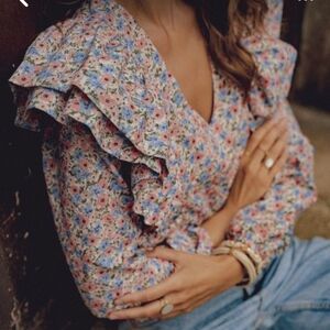 Frill Sleeve Blouse Sz M